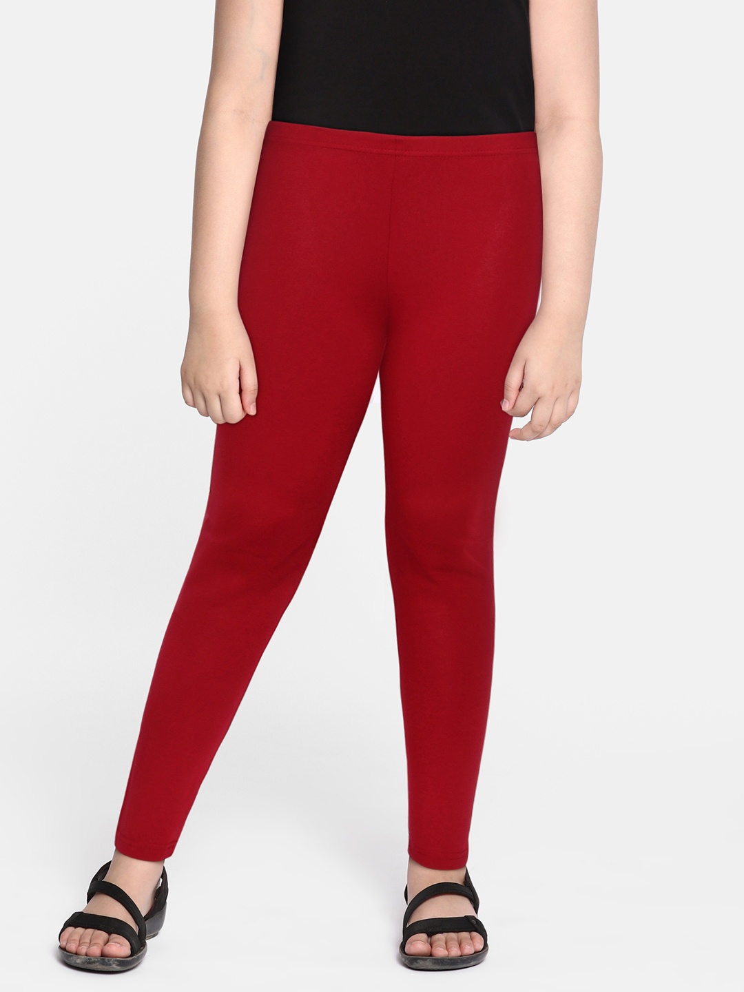 

abof Girls Maroon Solid Leggings