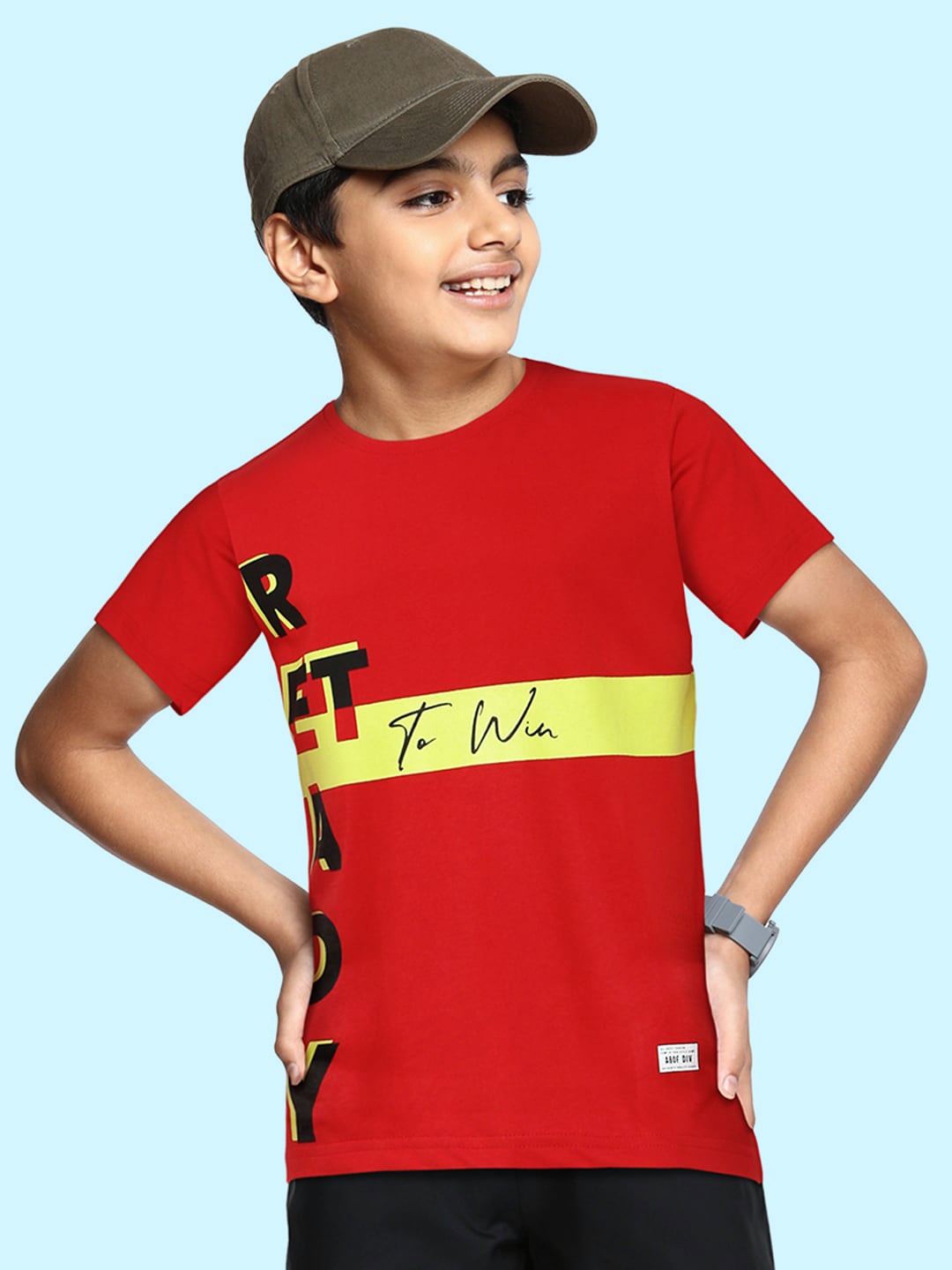 

abof Boys Red Printed Pure Cotton T-shirt