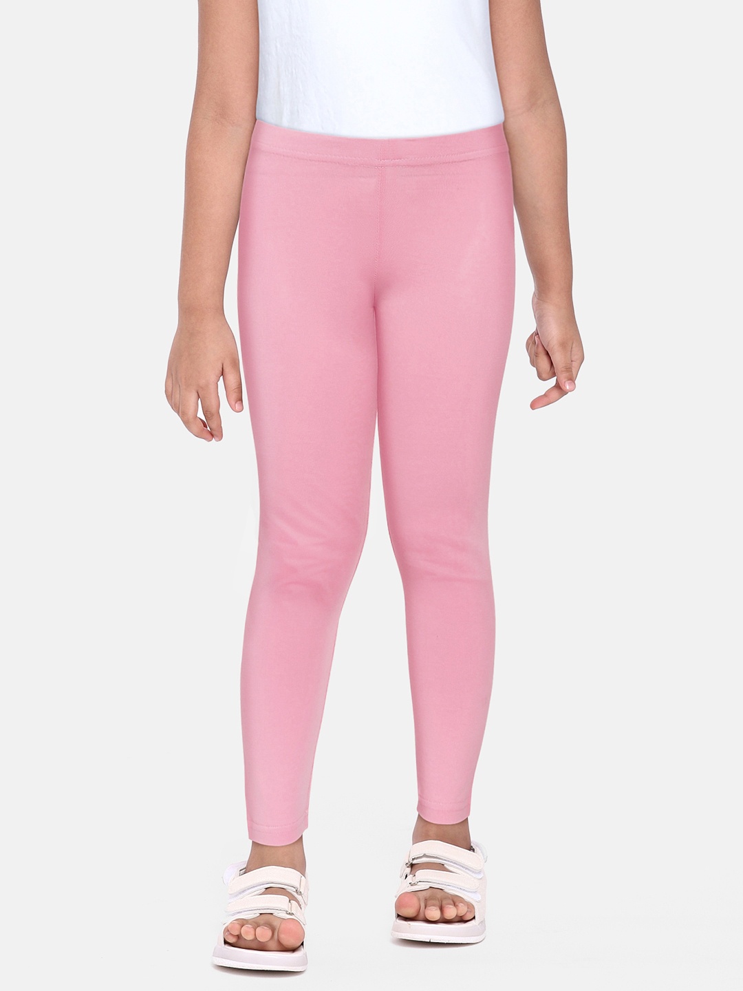 

abof Girls Pink Solid Ankle Length Leggings