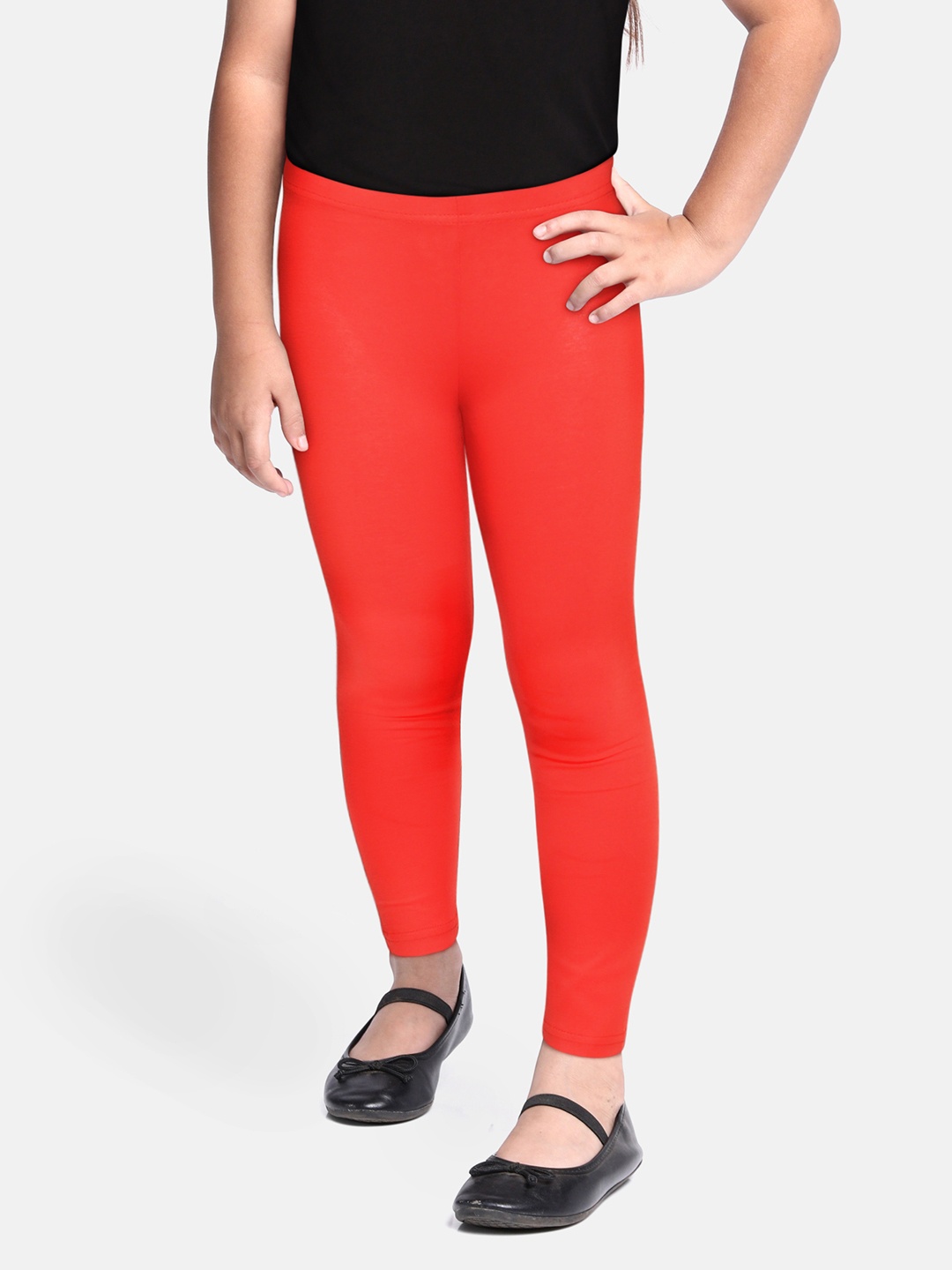 

abof Girls Red Solid Skinny Fit Ankle Length Leggings