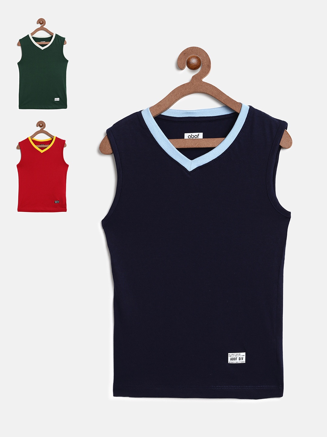 

abof Boys Pack of 3 V-Neck T-shirt, Navy blue