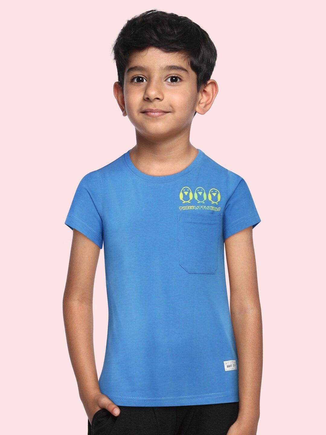 

abof Boys Blue Solid Pure Cotton Regular Fit T-shirt