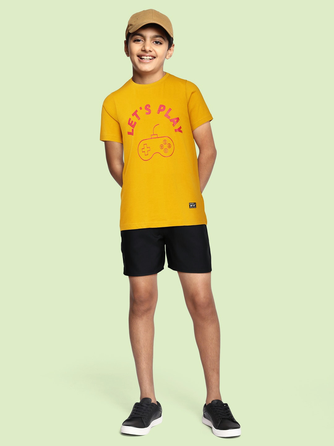 

abof Boys Mustard Yellow Printed Pure Cotton T-shirt