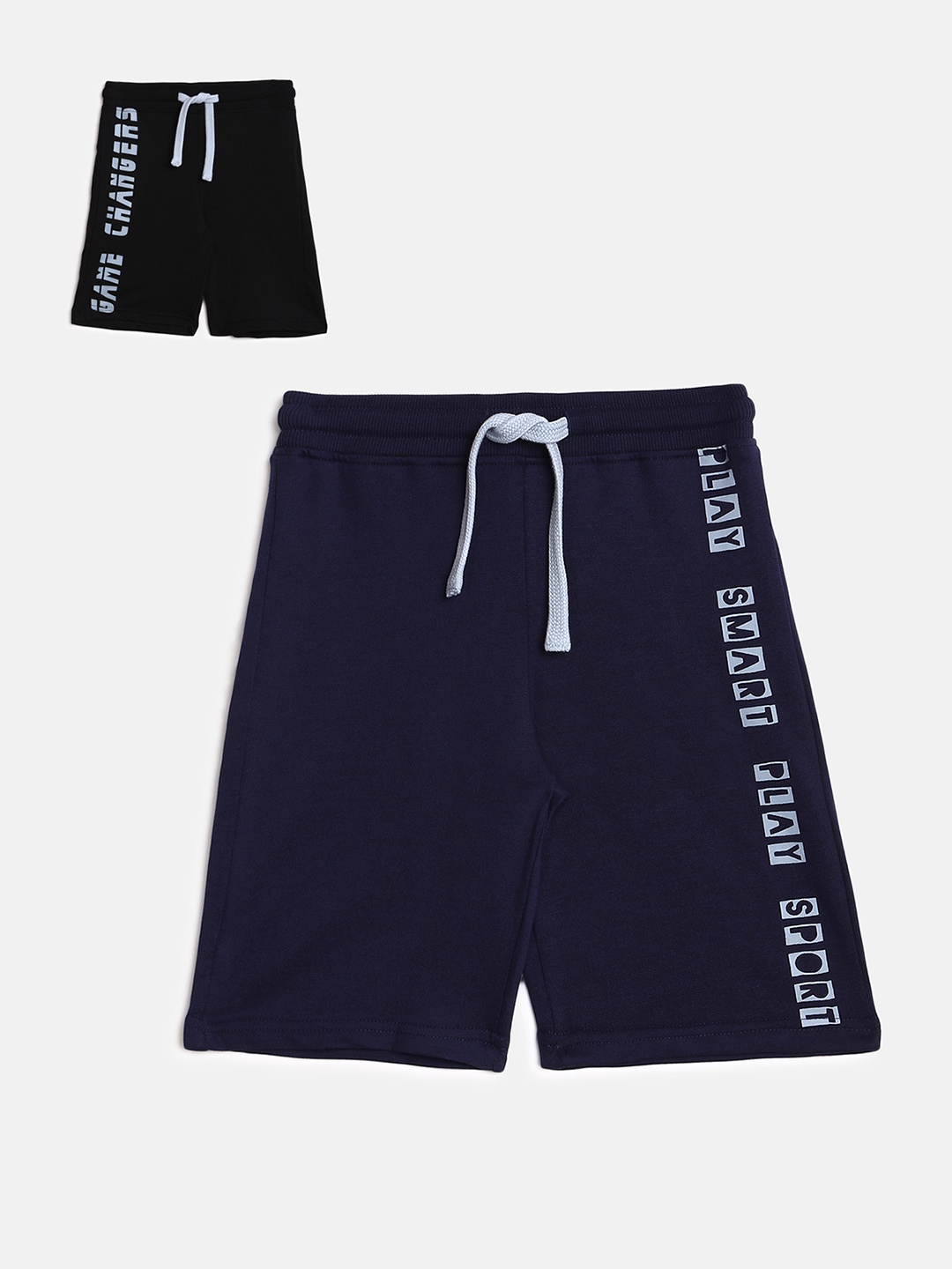 

abof Boys Pack Of 2 Navy Blue Typography Printed Shorts