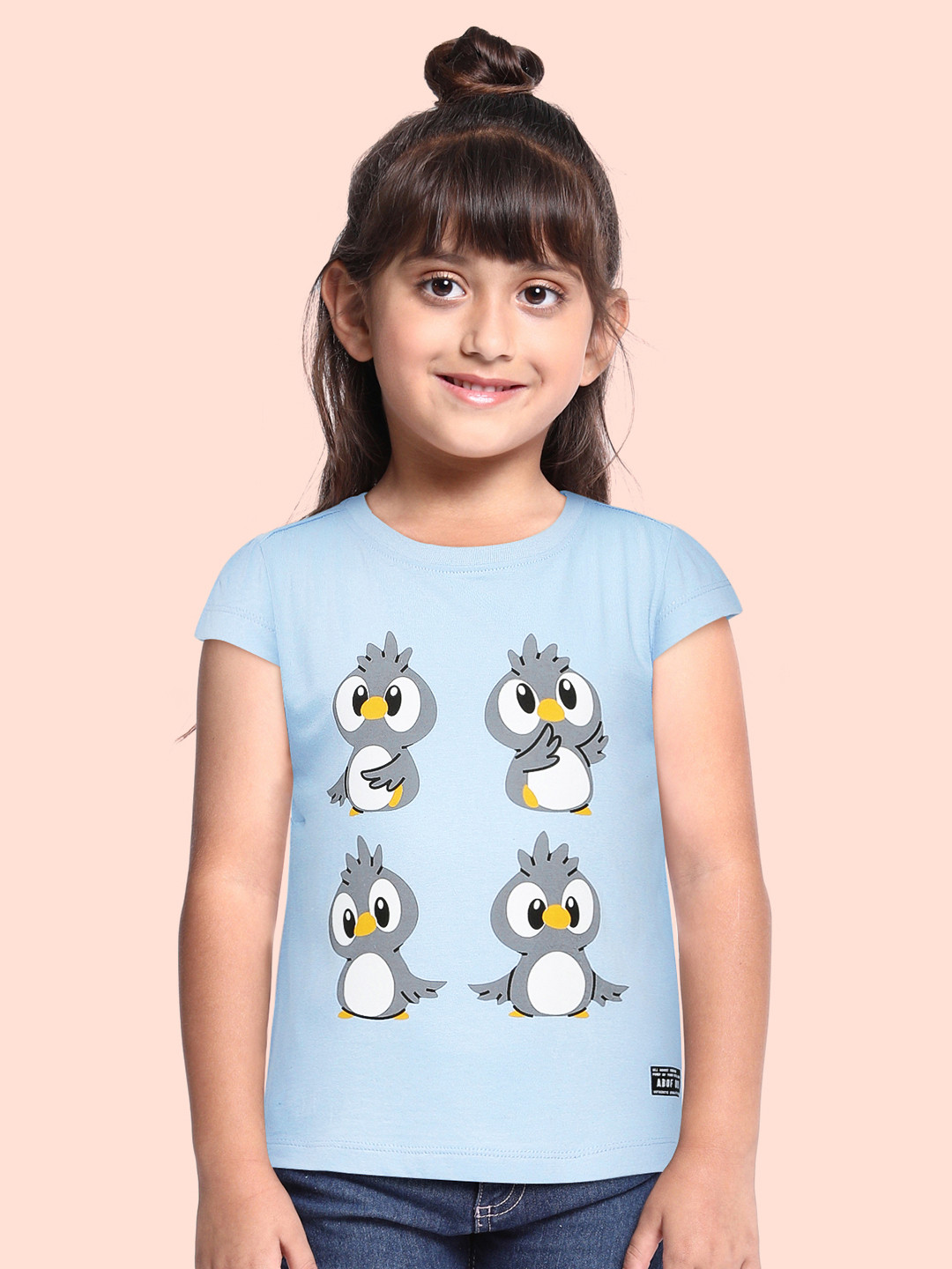 

abof Girls Blue Printed Pure Cotton T-shirt