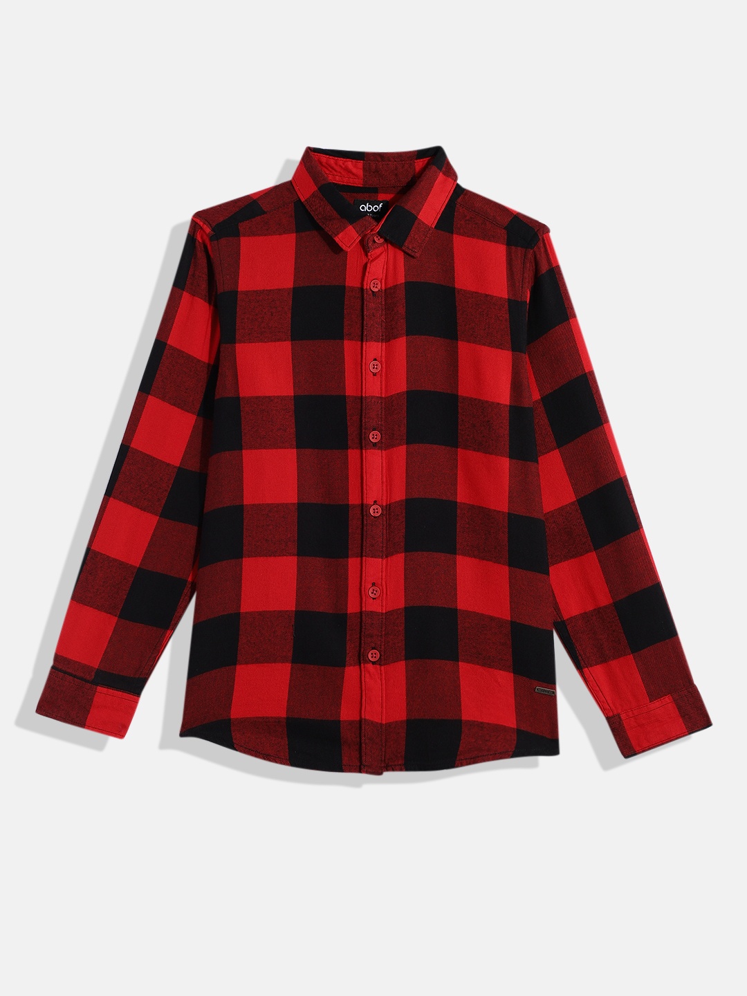 

abof Boys Pure Cotton Checked Casual Shirt, Red