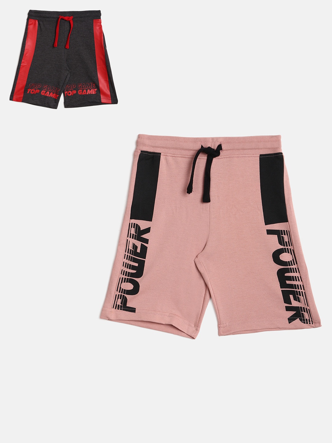 

abof Boys Pack Of 2 Pink Typography Printed Shorts