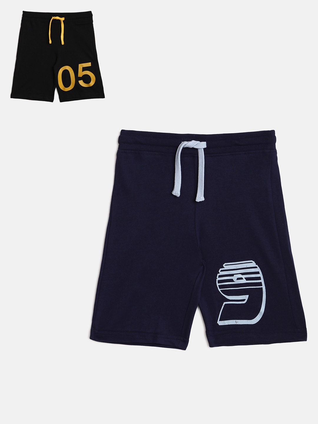 

abof Boys Pack Of 2 Navy Blue Typography Printed Shorts