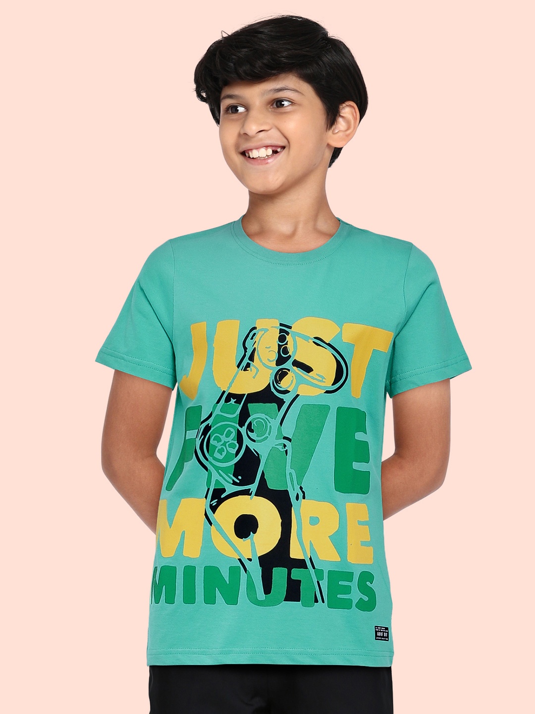 

abof Boys Lime Green Typography Printed T-shirt
