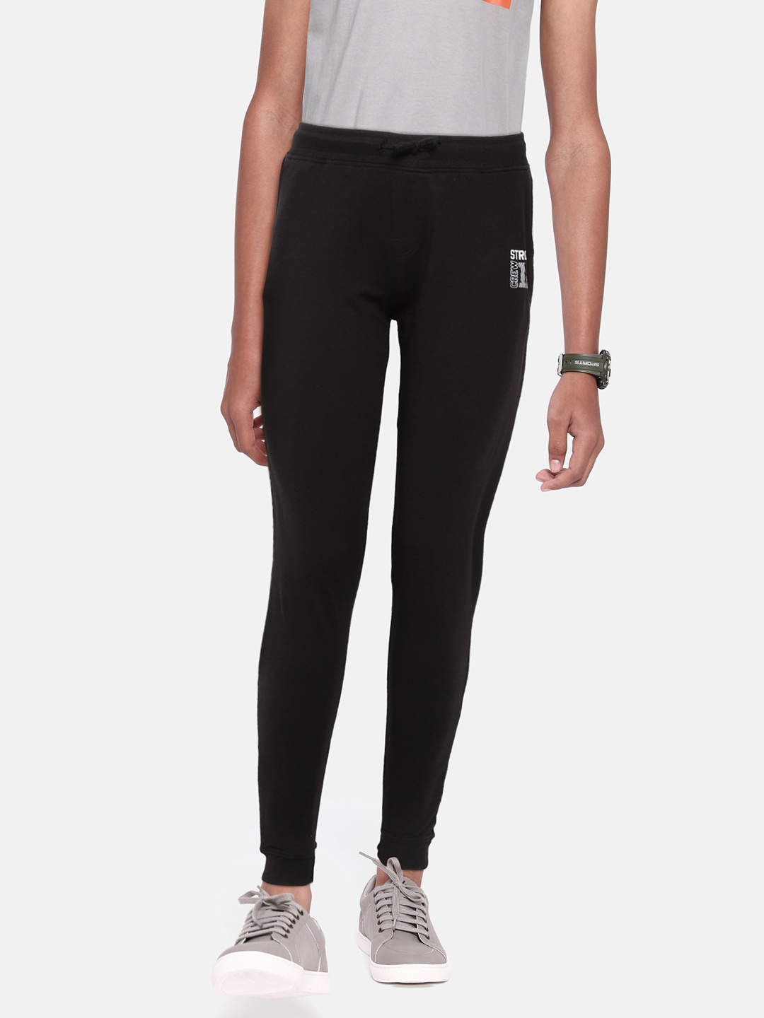 

abof Boys solid Pure Cotton Joggers, Black