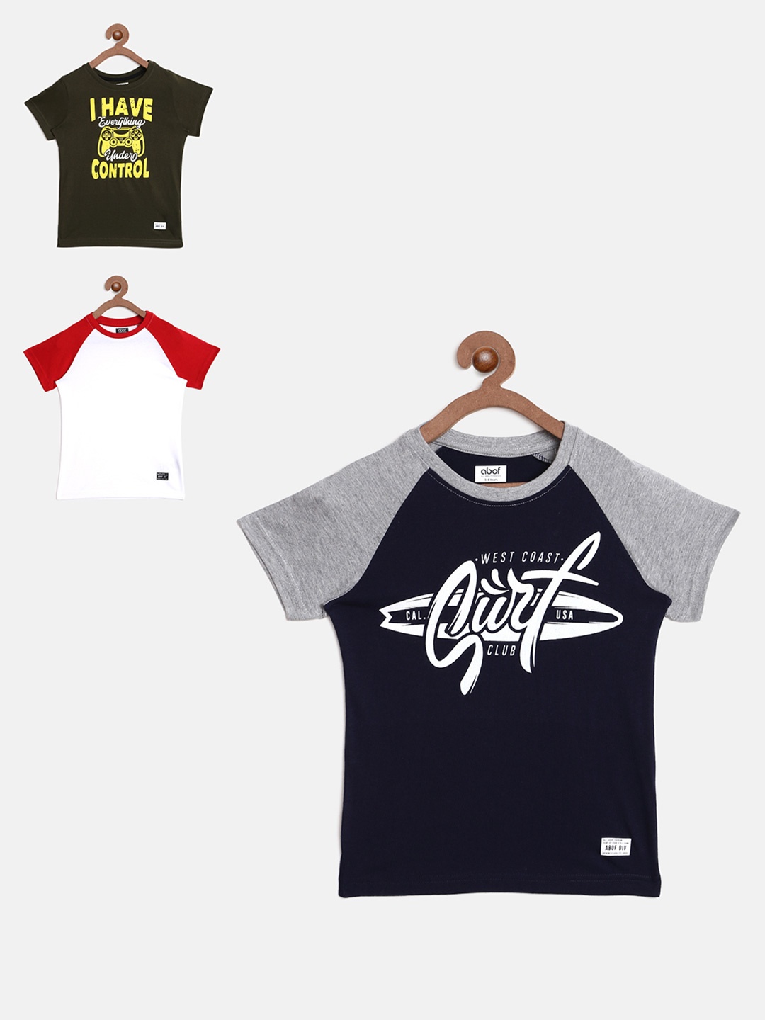 

abof Boys Multicoloured Typography 3 Printed T-shirt, Multi