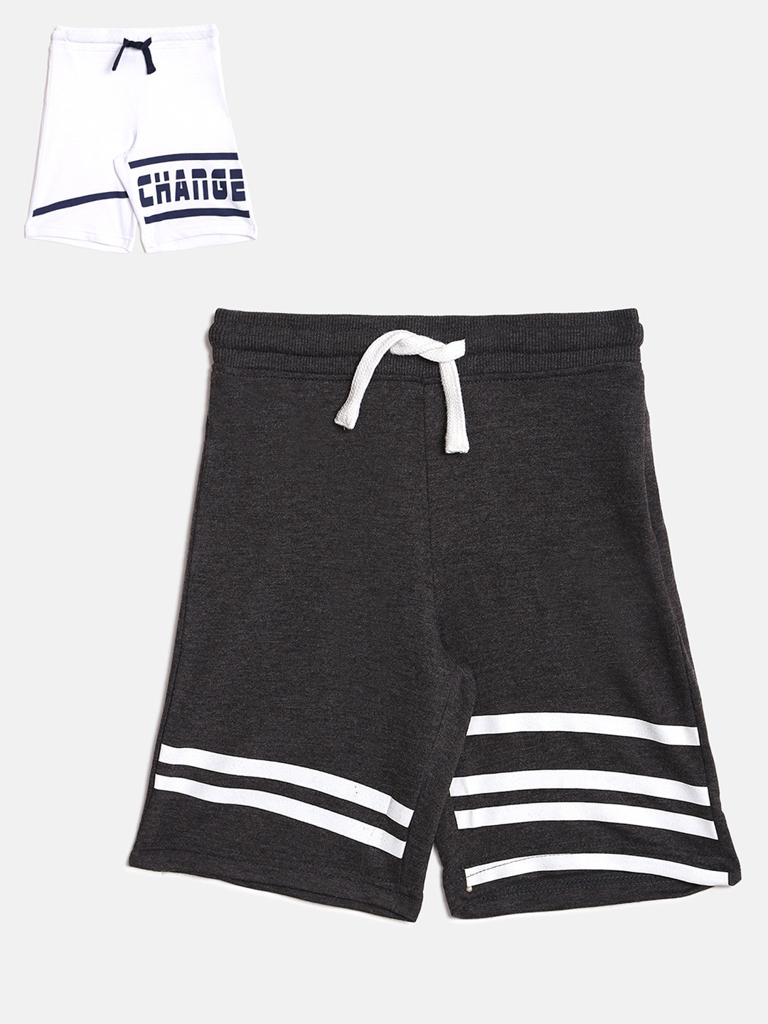 

abof Boys Pack Of 2 Grey Melange Typography Printed Shorts