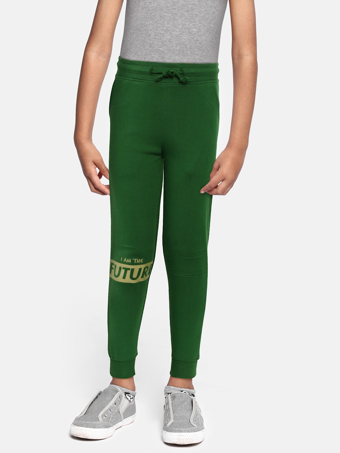 

abof Boys Green Solid Pure Cotton Regular Fit Joggers