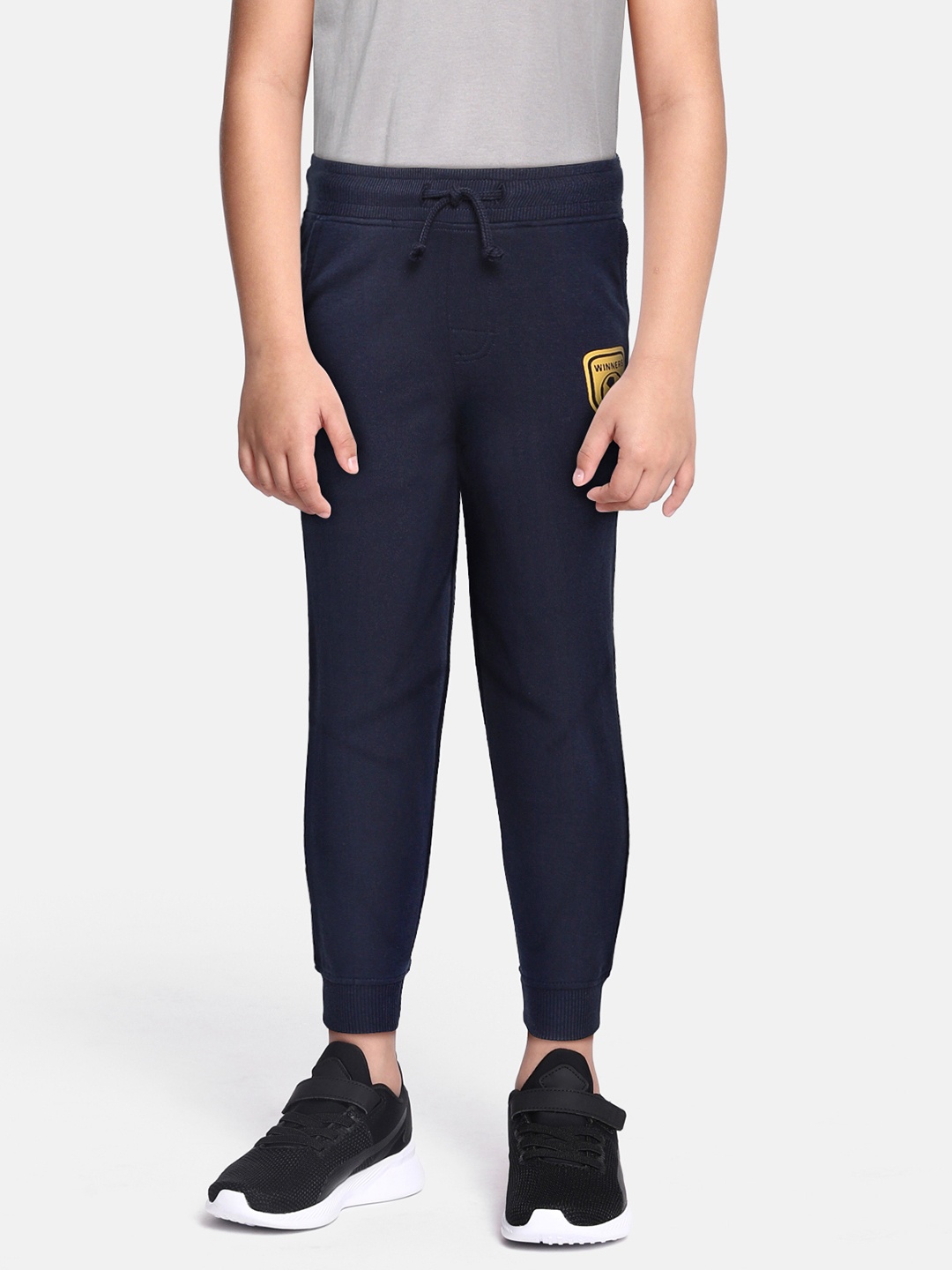 

abof Boys Navy Blue Solid Pure Cotton Regular Fit Joggers