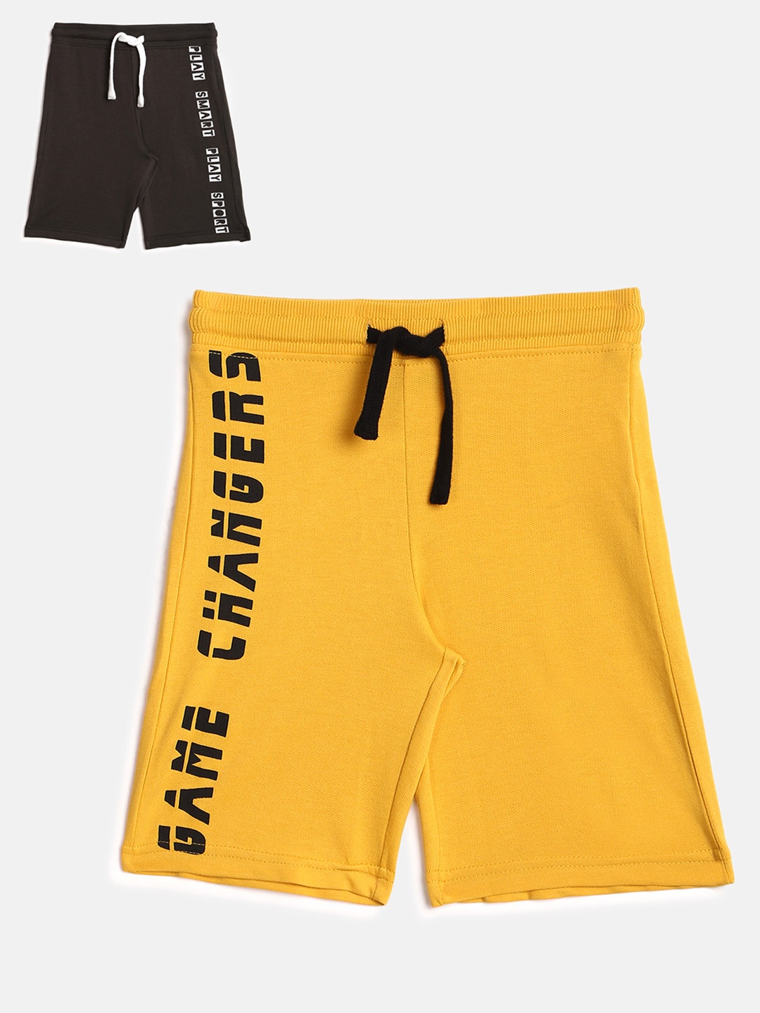 

abof Boys Pack Of 2 Yellow Typography Printed Shorts