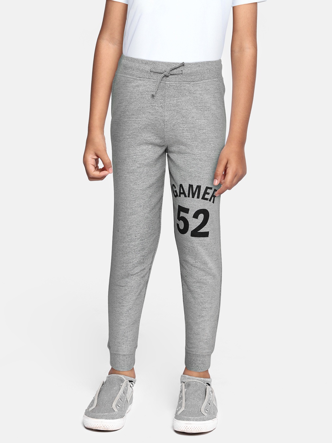 

abof Boys Grey Melange Printed Regular Fit Joggers