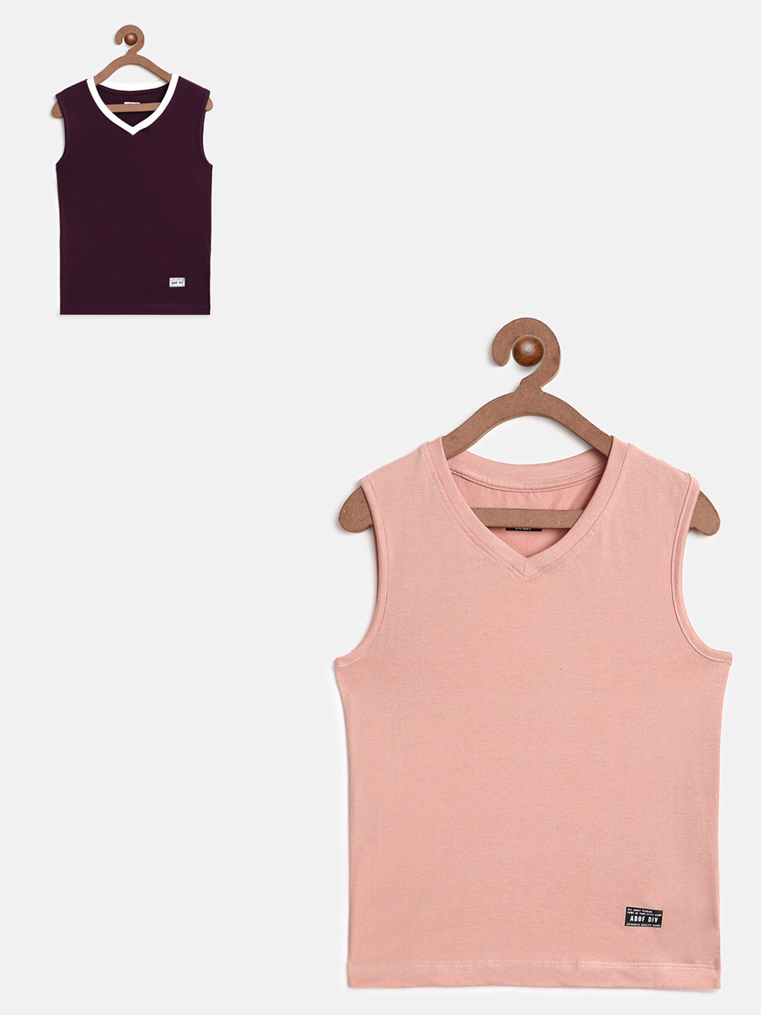 

abof Boys Pink & Purple 2 V-Neck T-shirt