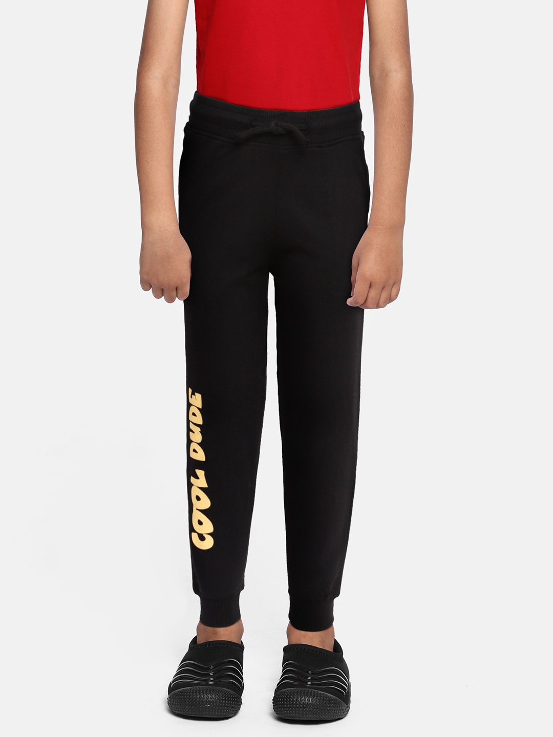 

abof Boys Black Printed Pure Cotton Joggers