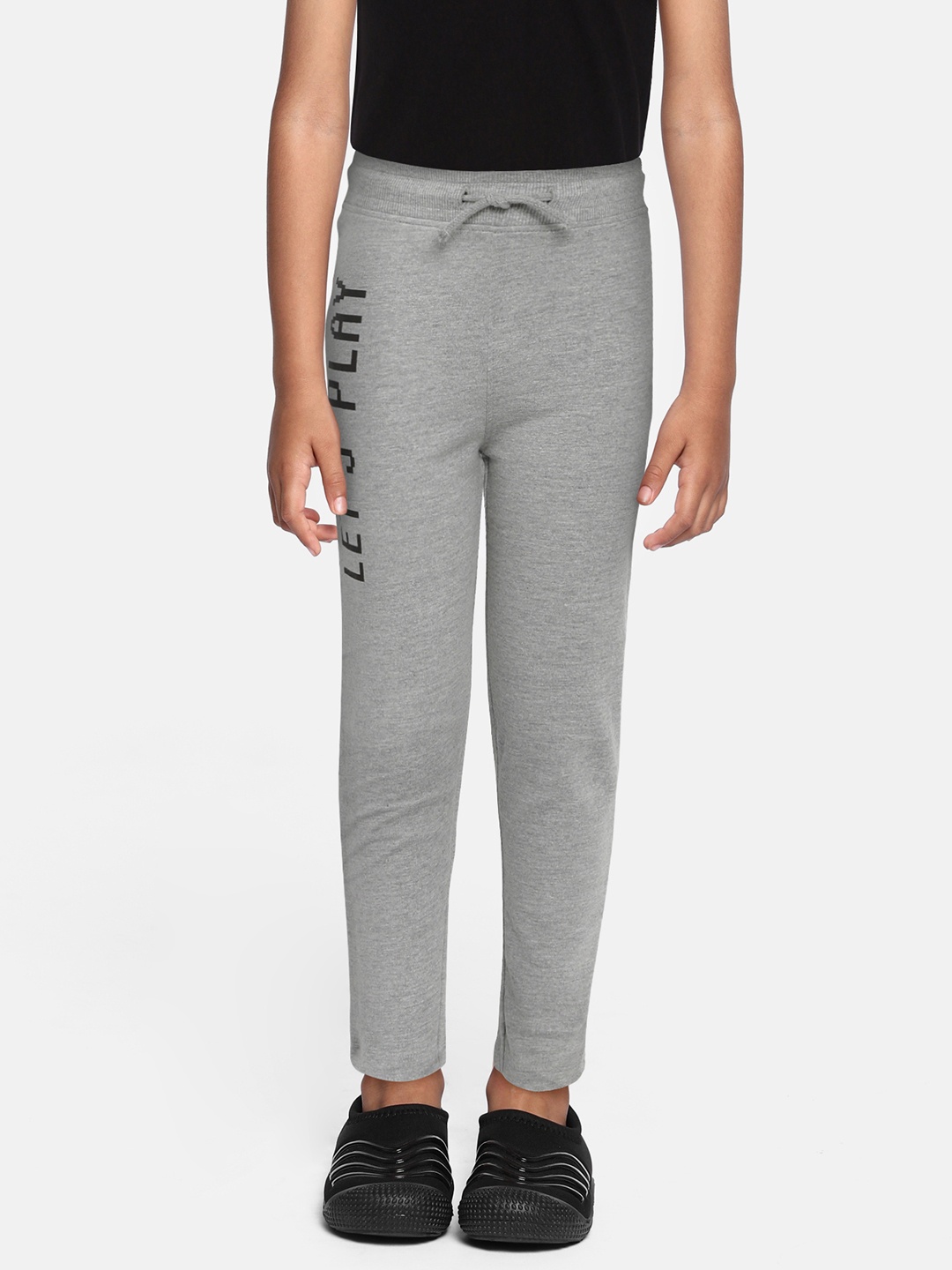 

abof Boys Grey Melange Printed Regular Fit Joggers