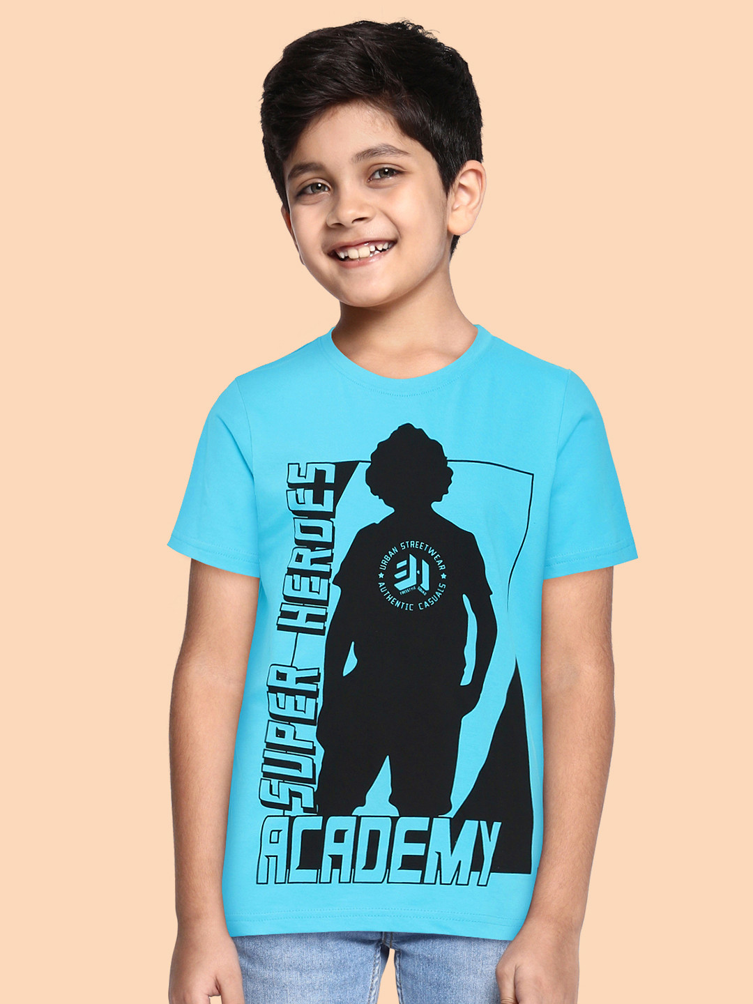 

abof Boys Blue Printed Pure Cotton T-shirt