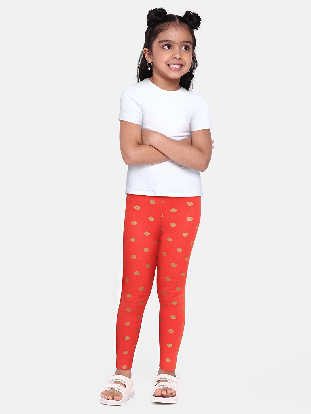 

abof Girls Red Printed Three-Fourth Length Leggings