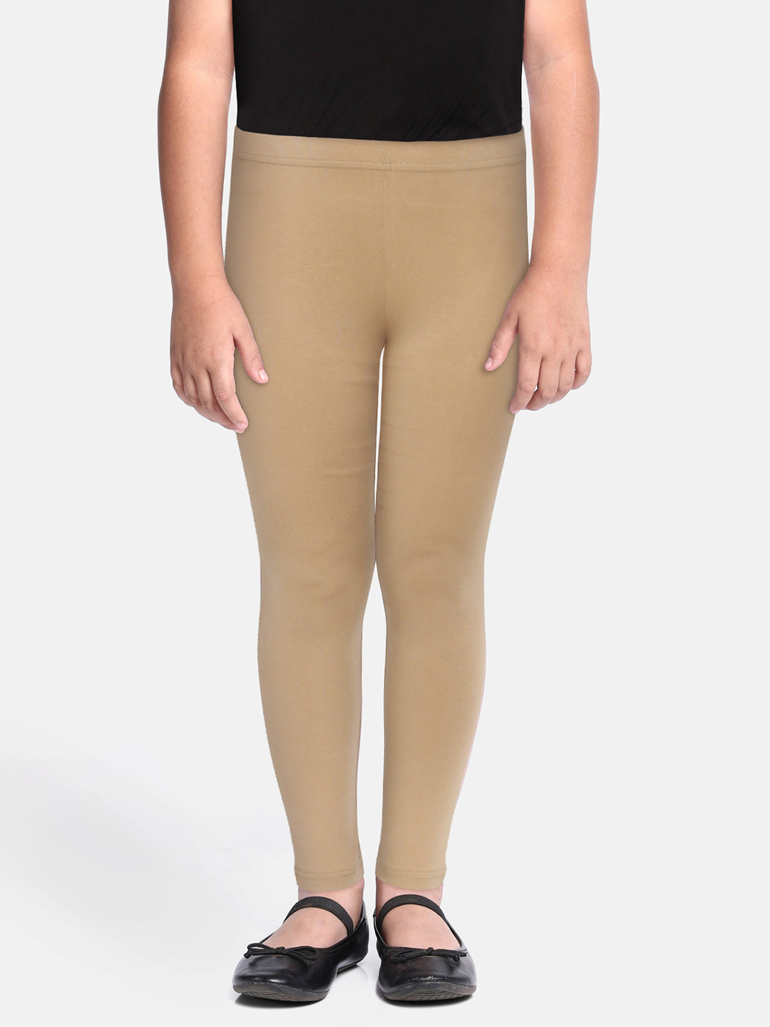 

abof Girls Beige Solid Skinny Fit Ankle Length Leggings