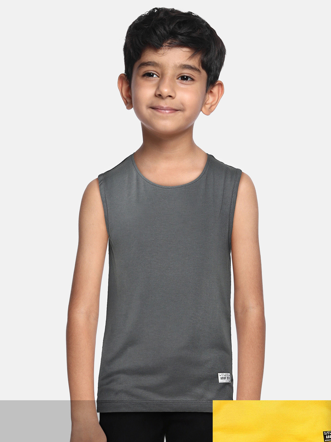 

abof Boys Grey & Yellow Pack of 2 Pure Cotton T-shirts