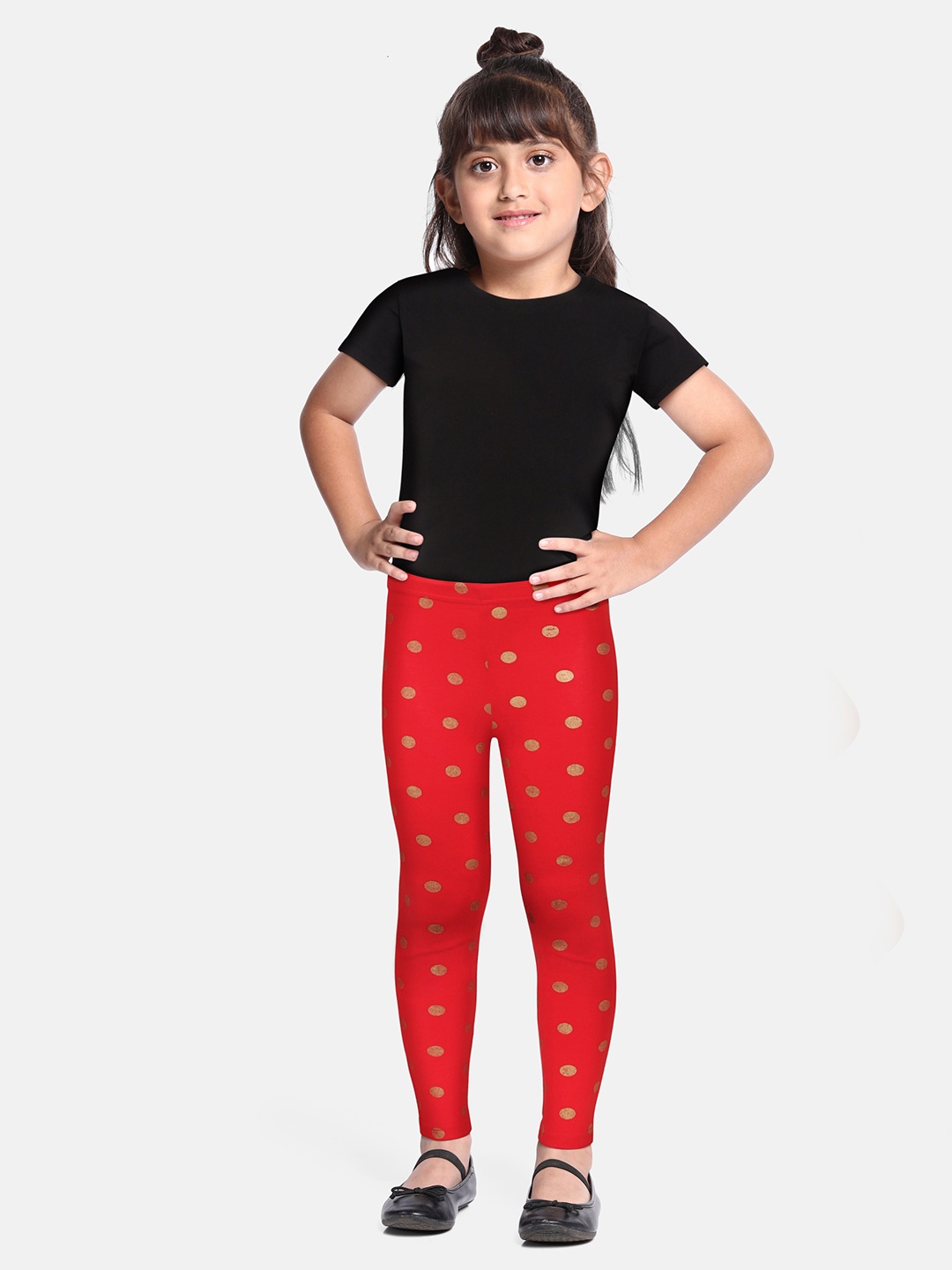 

abof Girls Red Printed Mid Calf Length Leggings