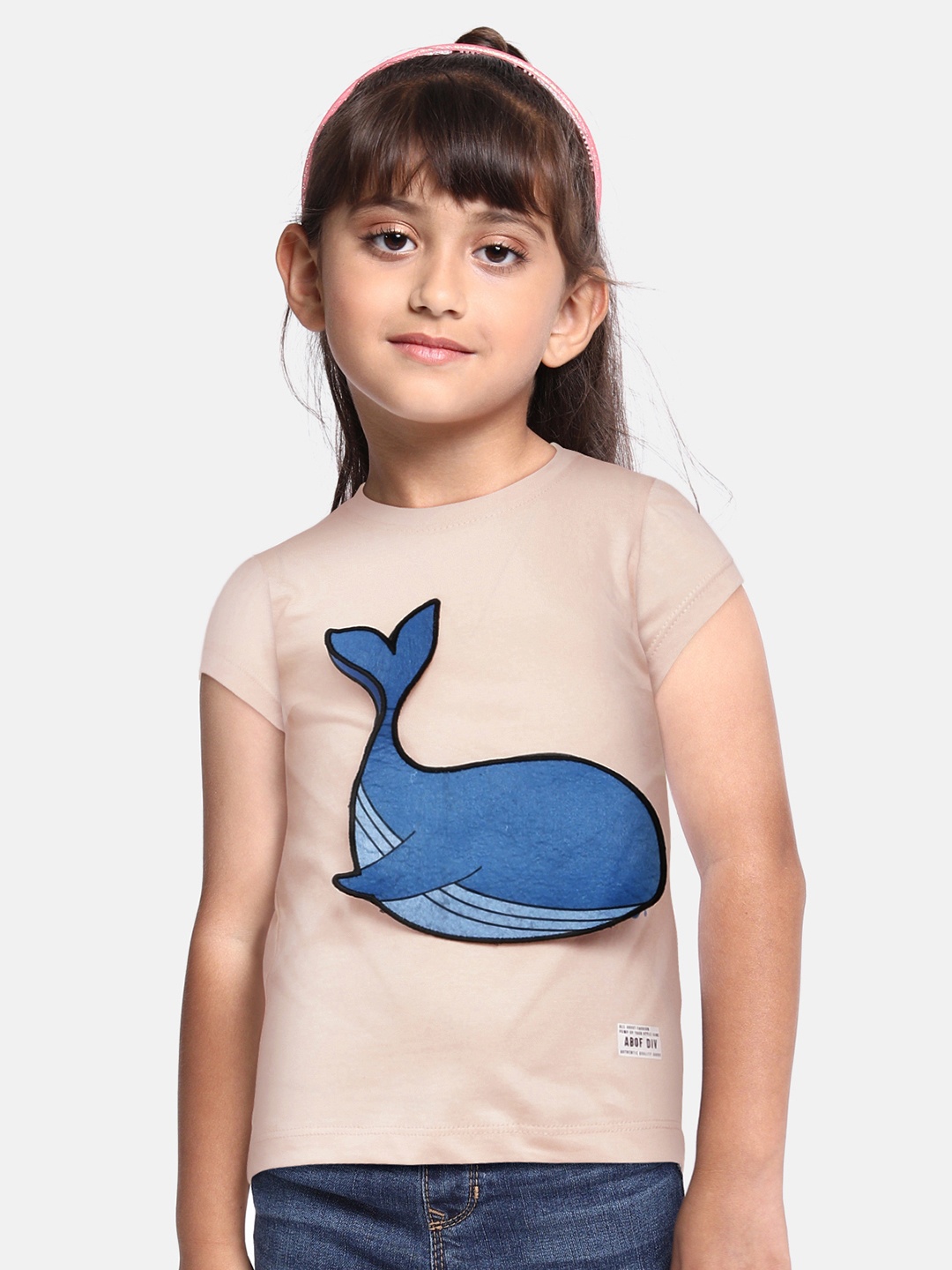 

abof Girls Pink Applique Pure Cotton T-shirt
