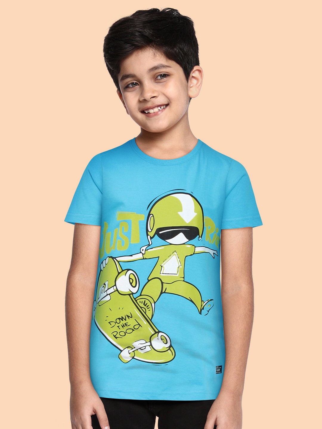 

abof Boys Blue Printed Pure Cotton T-shirt