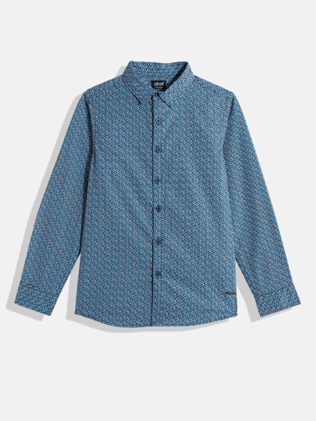 

abof Boys Micro Ditsy Printed Pure Cotton Casual Shirt, Blue