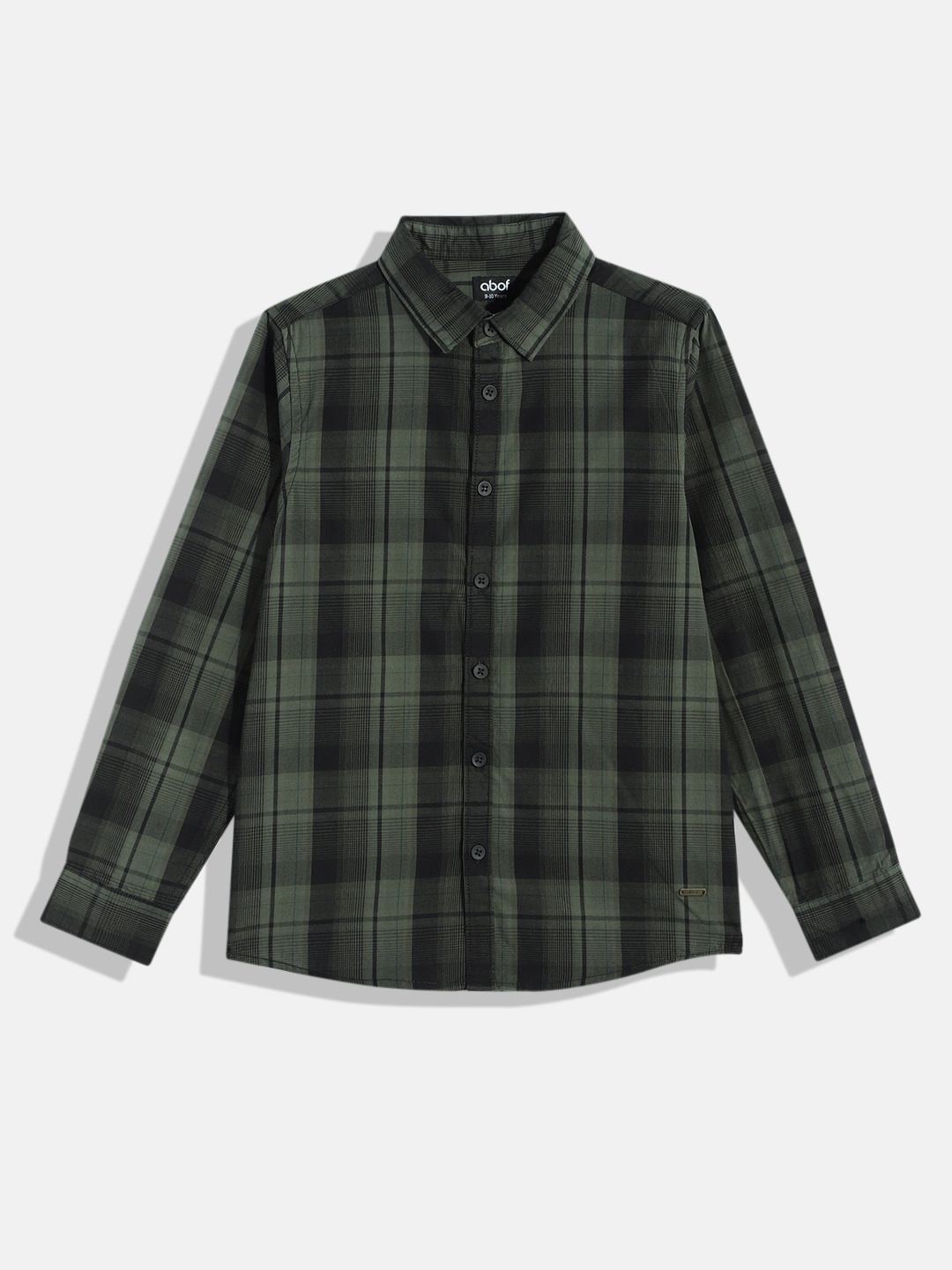 

abof Boys Checked Pure Cotton Casual Shirt, Green