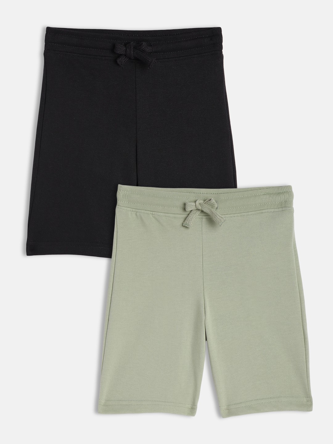 

abof Boys Mint Green & Black Solid Pack Of 2 Regular Fit Mid-Rise Knitted Regular Shorts