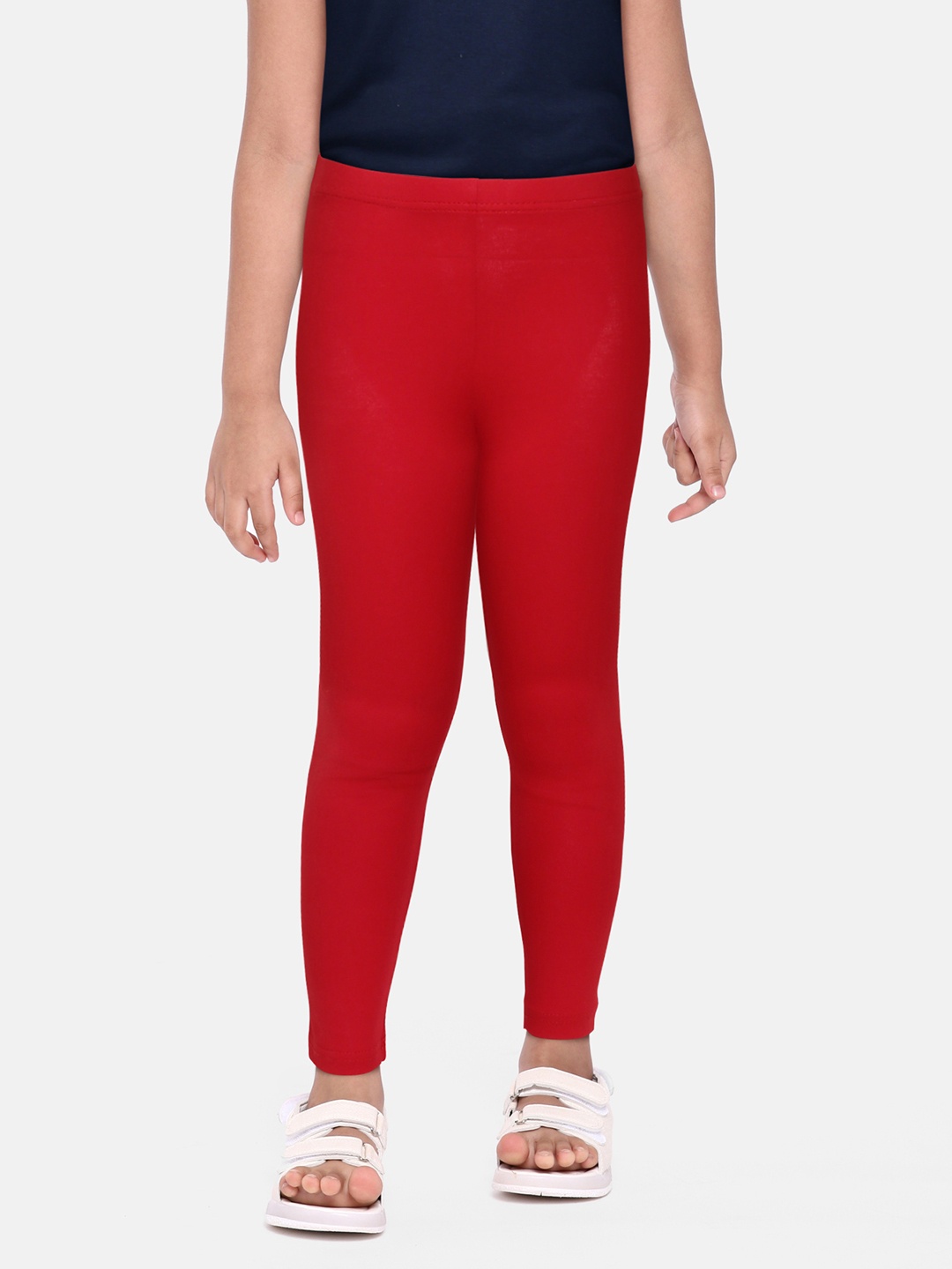 

abof Girls Red Solid High-Rise Knitted Leggings