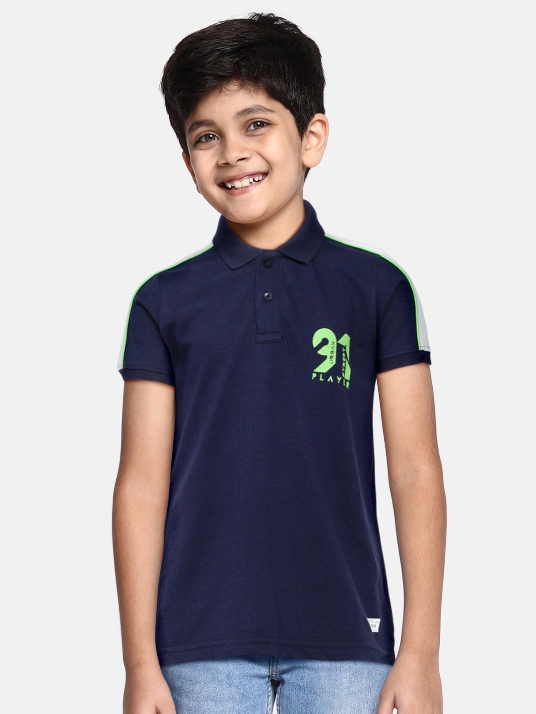 

abof Boys Navy Blue Polo Collar T-shirt