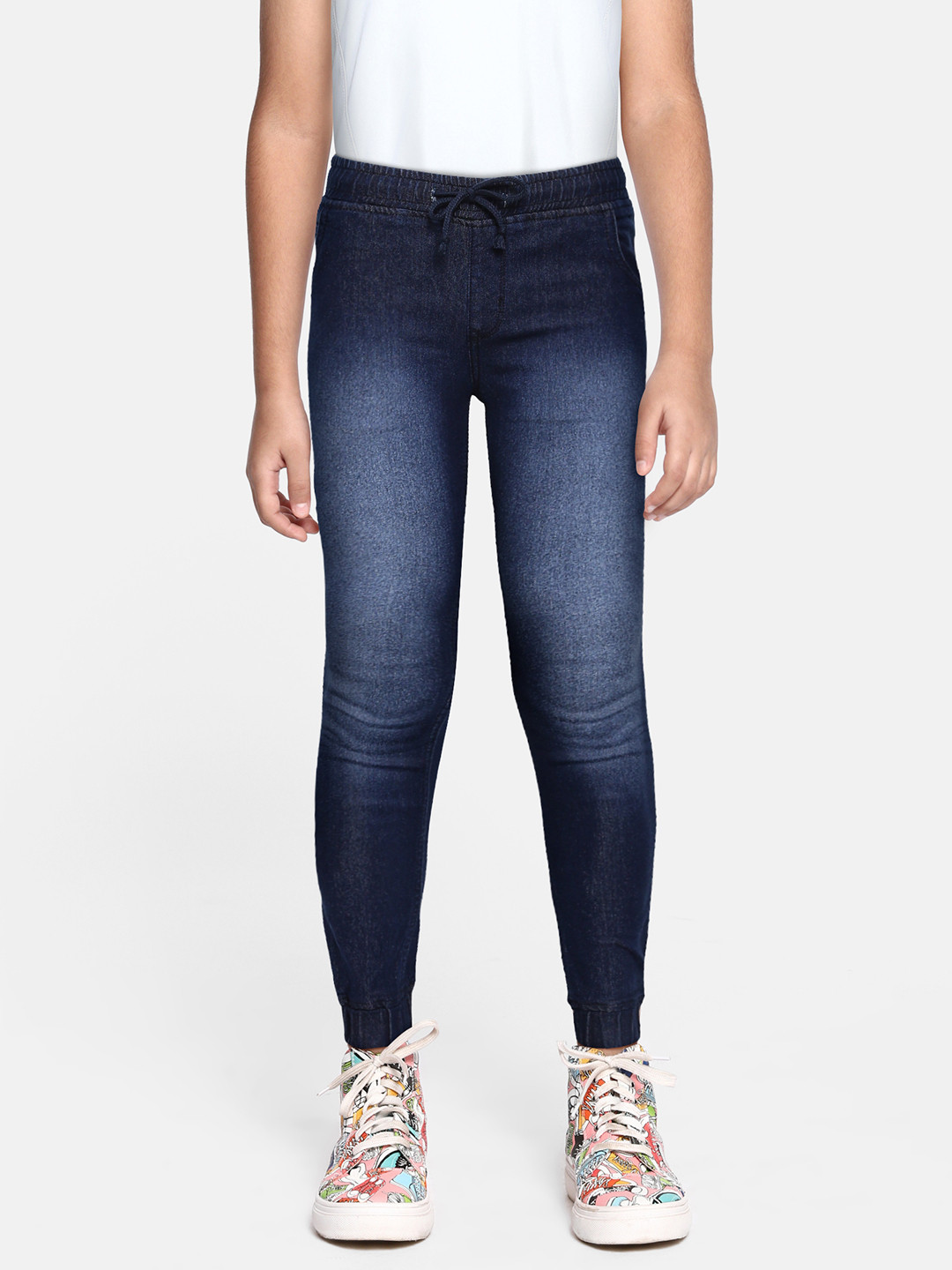 

abof Boys Navy Blue Heavy Fade Stretchable Denim Joggers