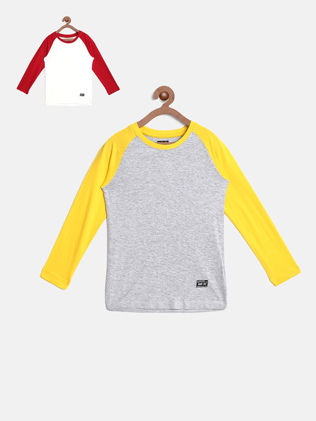 

abof Boys Pack Of 2 White & Grey Colourblocked T-shirt