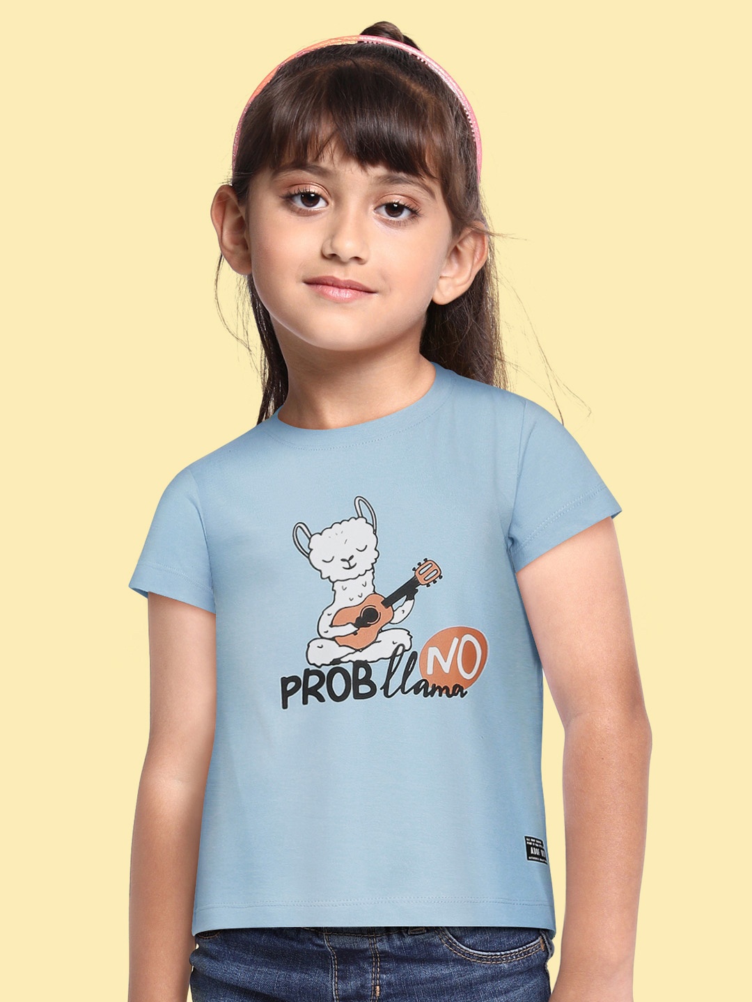 

abof Girls Blue Printed Pure Cotton T-shirt