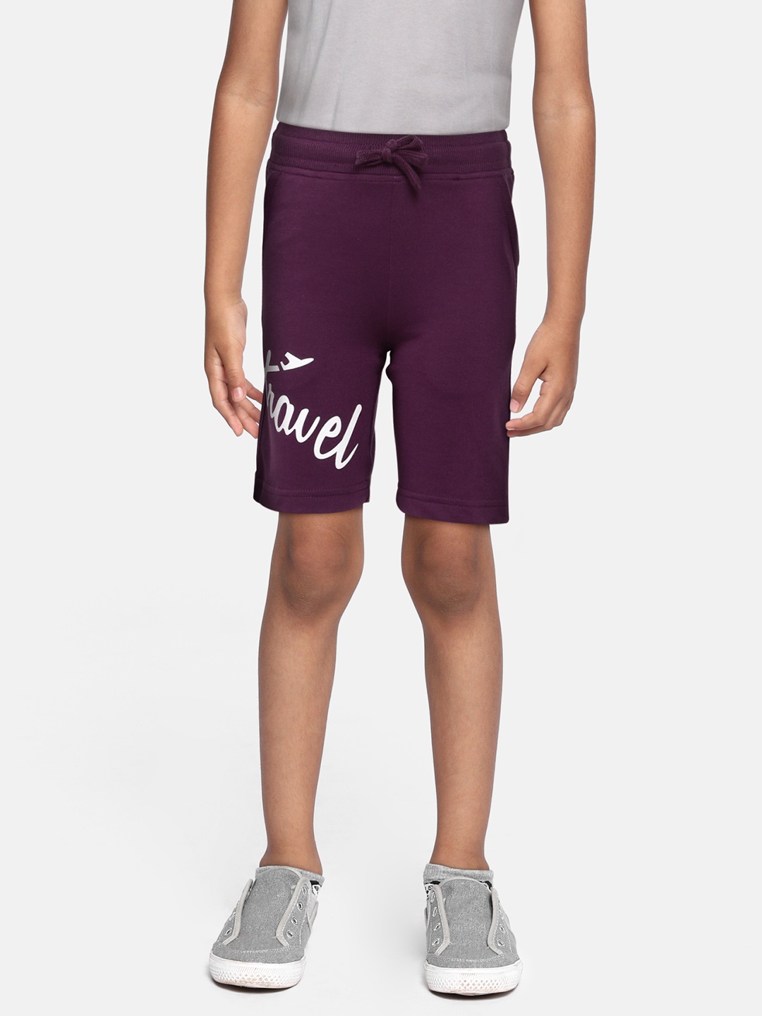 

abof Boys Burgundy Typography Printed Shorts