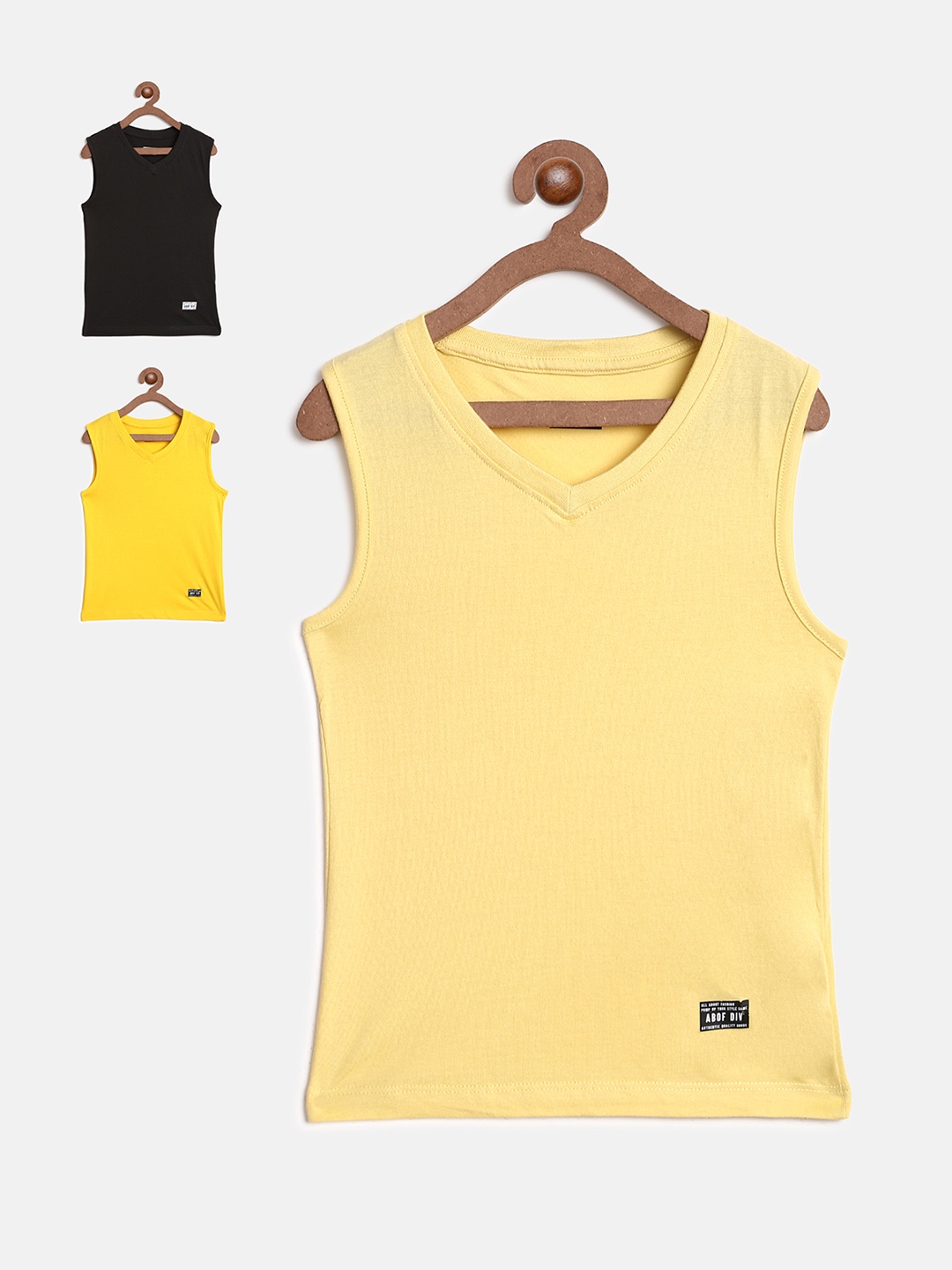 

abof Boys Pack Of 3 Black & Yellow V-Neck T-shirt