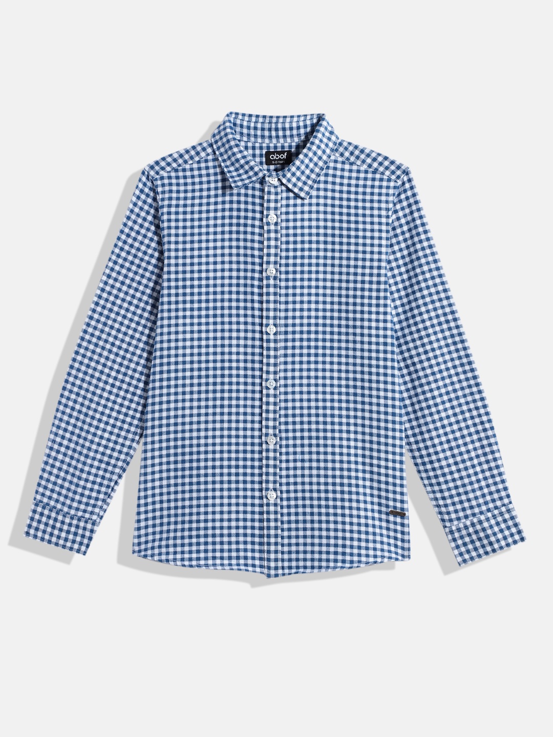 

abof Boys Micro Checked Pure Cotton Casual Shirt, Blue