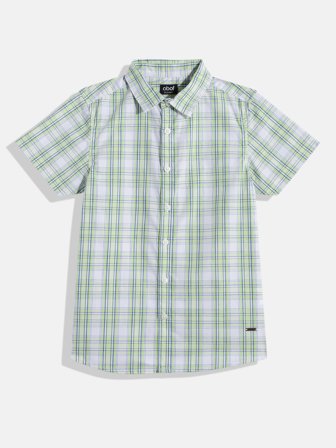 

abof Boys Pure Cotton Checked Casual Shirt, White