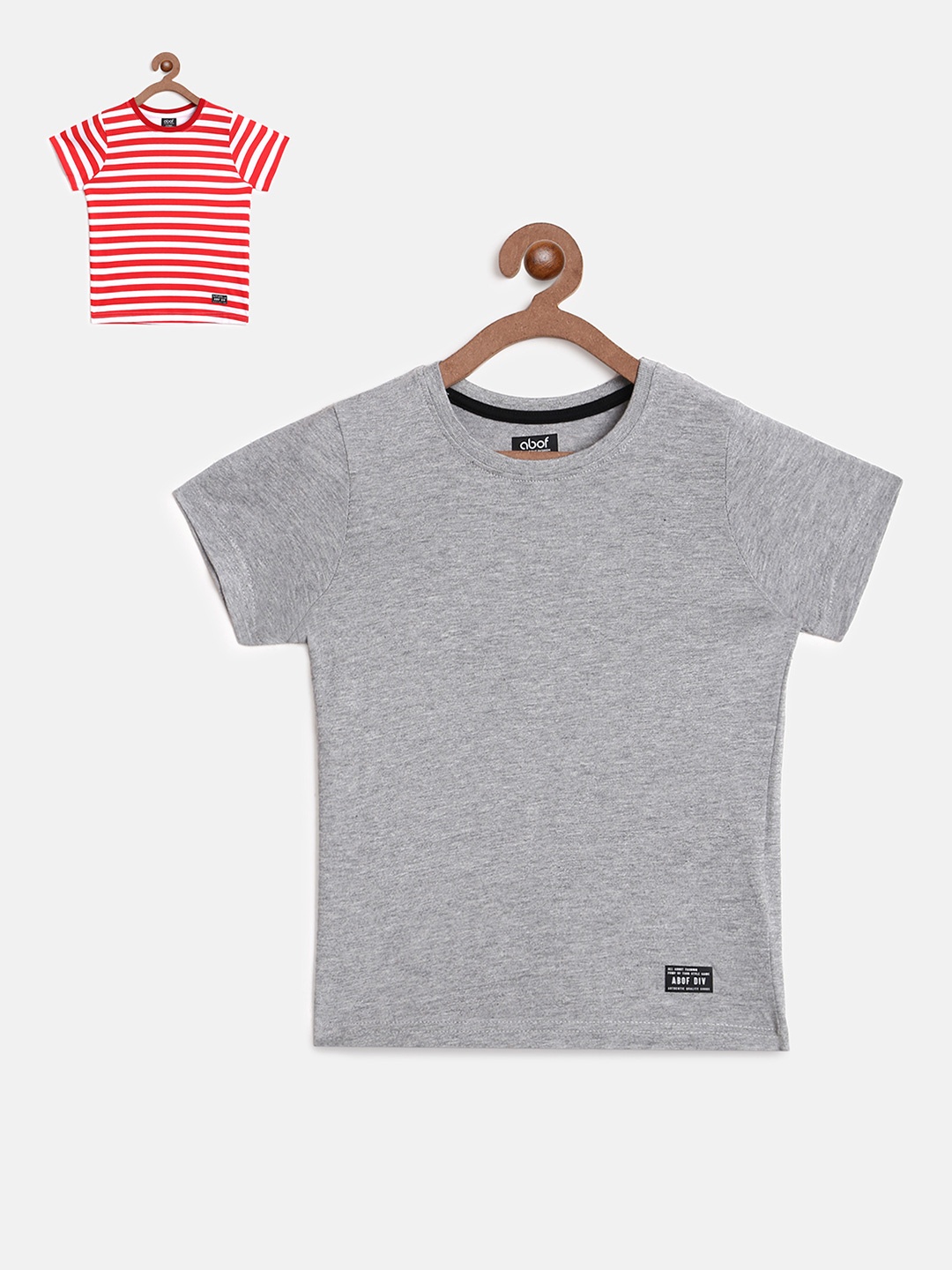 

abof Boys Pack Of 2 Red & Grey Striped T-shirt