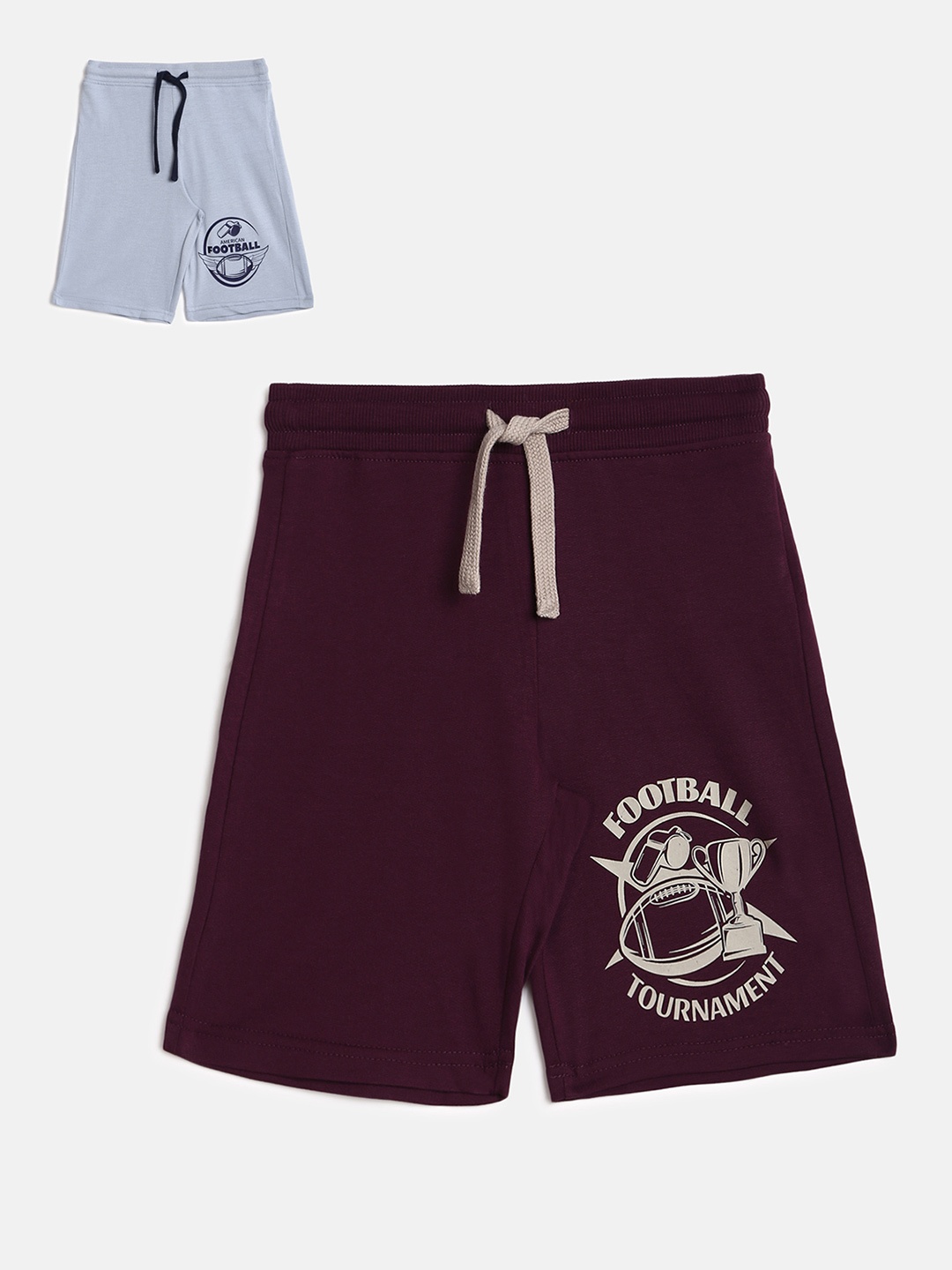 

abof Boys Pack Of 2 Burgundy Typography Printed Shorts