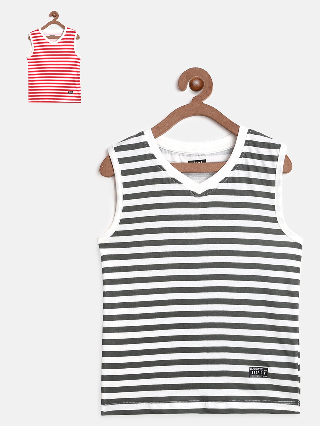 

abof Boys Multicoloured 2 Striped V-Neck T-shirt, Multi
