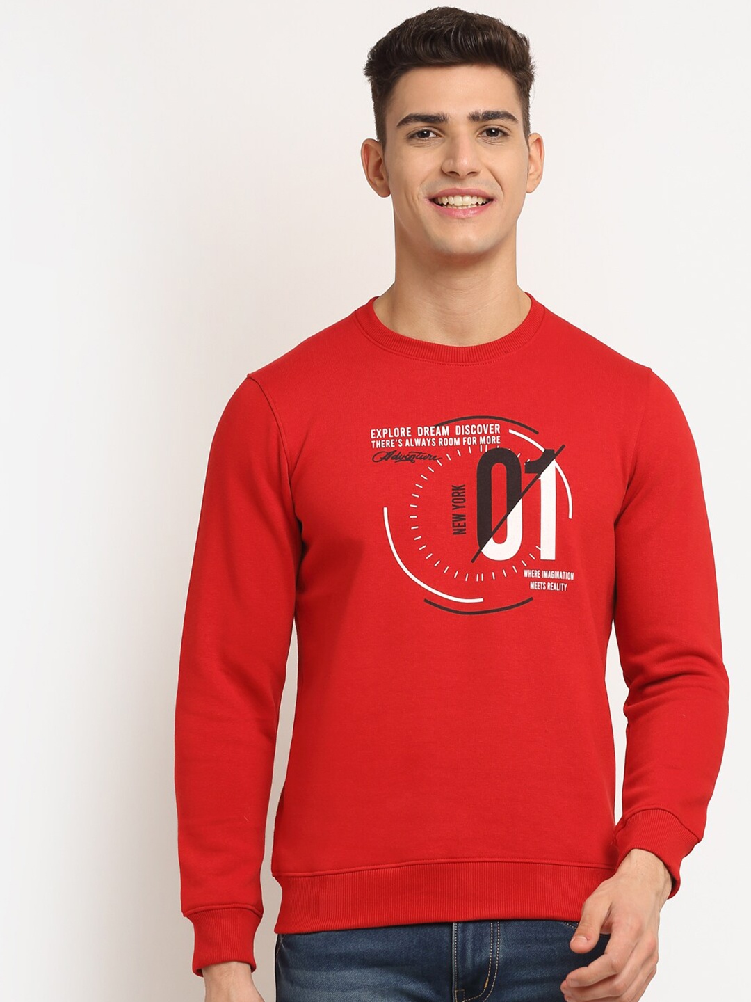 

Rodamo Men Red Printed Sweatshirt