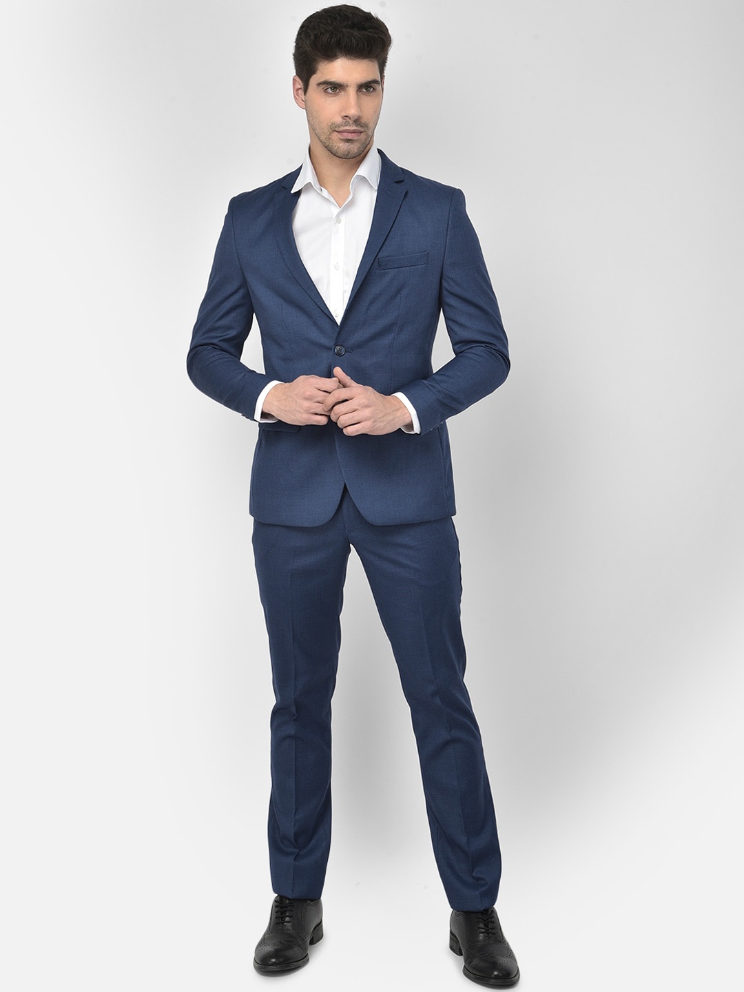 

Crimsoune Club Men Blue Solid Single-Breasted Slim-Fit 2-Piece Formal Suit