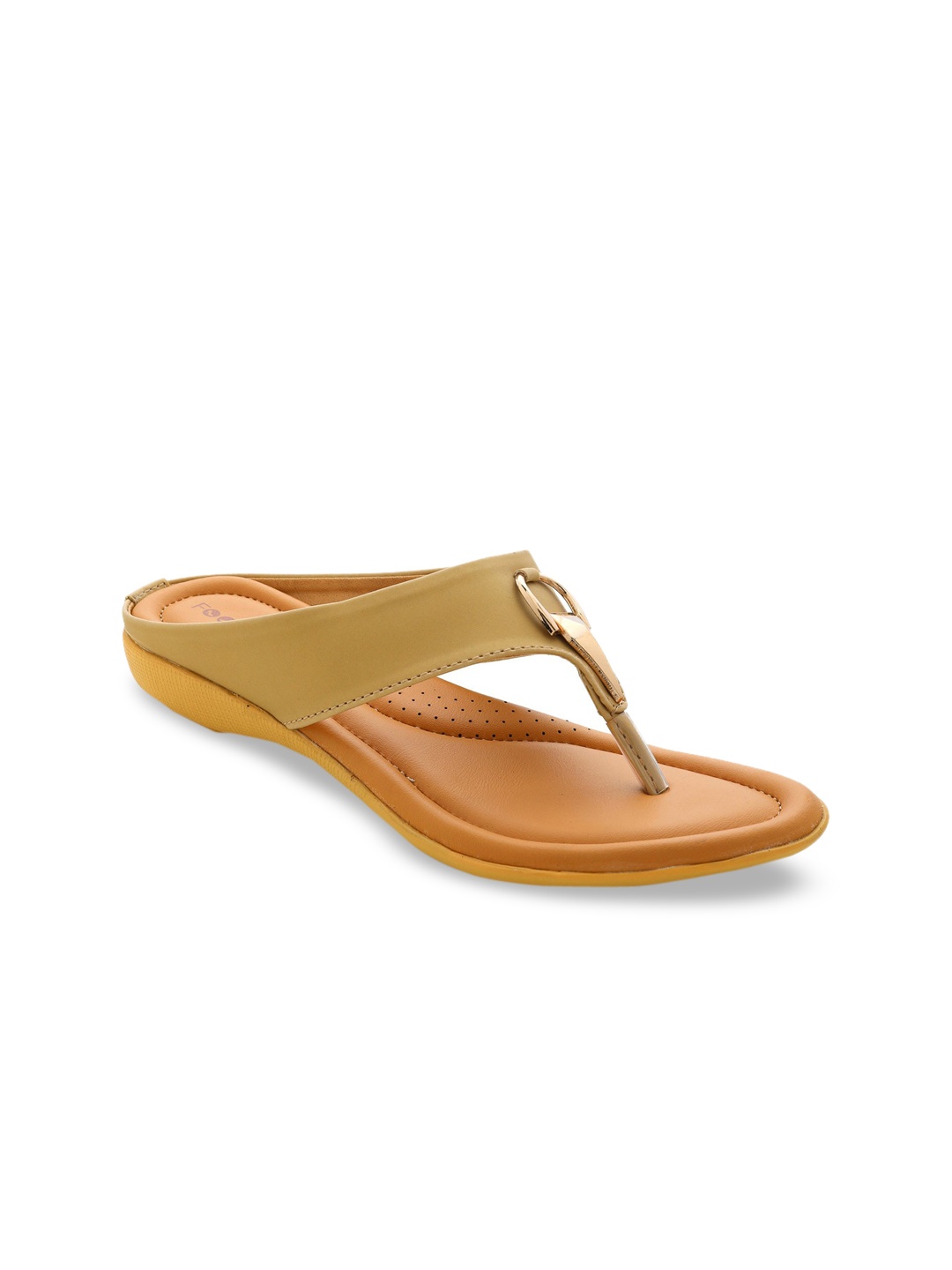 

FOOTSOUL Women Gold-Toned Open Toe Flats