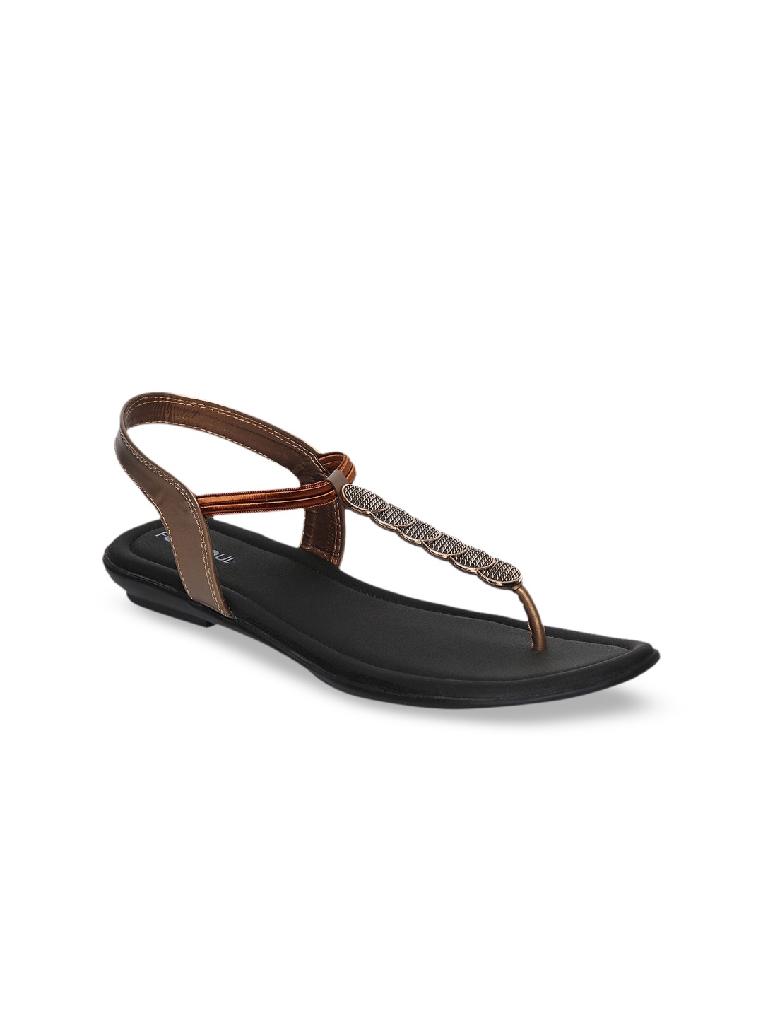 

FOOTSOUL Women Copper-Toned T-Strap Flats