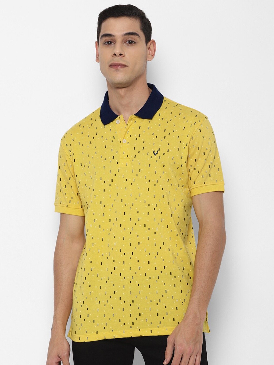 

Allen Solly Men Yellow Printed Polo Collar Pockets T-shirt